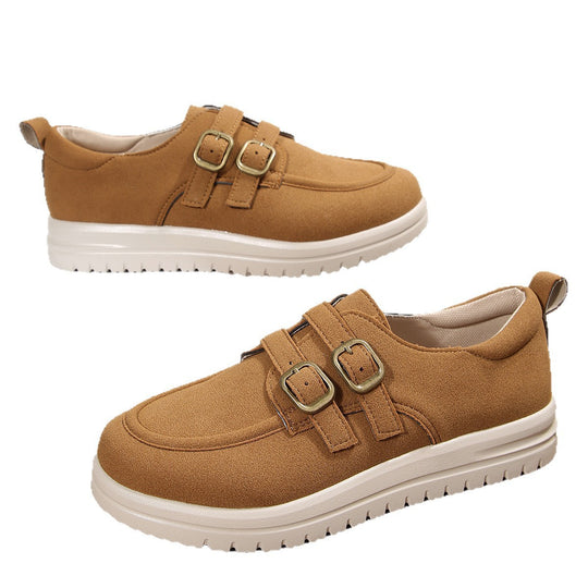 Damen modische Slip-On Sneakers mit doppeltem Schnallenverschluss R&B
