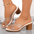 Damen Blockabsatz-Pantoletten mit glamourösen Strassdetails R&B