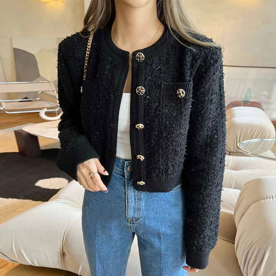 Damen trendige Strickjacke mit dekorativen Knöpfen und lässigem Schnitt R&B