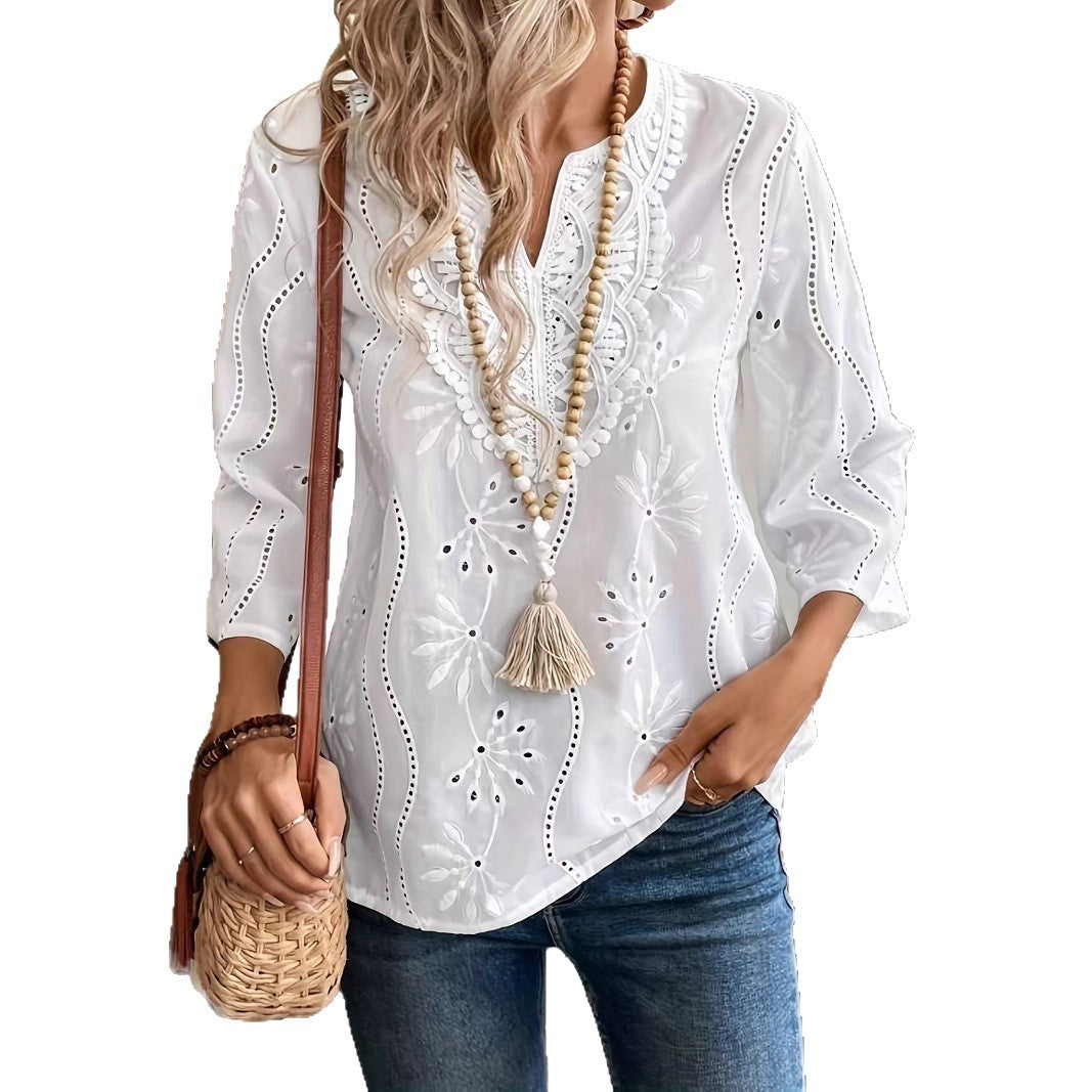 Damen Bluse mit besticktem Design und luftiger Passform R&B