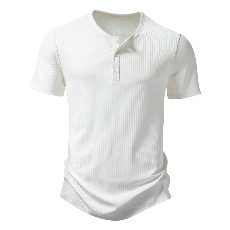 Herren Kurzarm-Henley-Shirt mit strukturiertem Design
