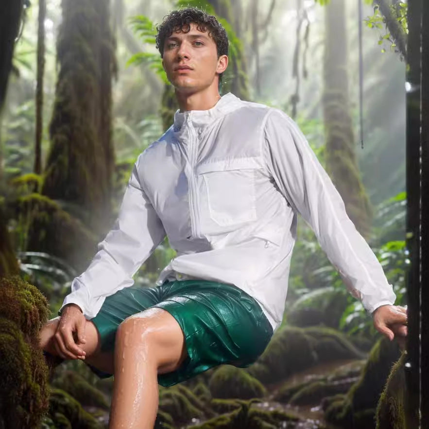Herren leichte und atmungsaktive Outdoor-Jacke mit Kapuze R&B