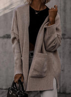 Damen gemütlicher Strickcardigan mit lässiger Silhouette und praktischen Taschen R&B