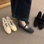 Damen Flauschige Hausschuhe mit dekorativem Riemen und luxuriösem Innenfutter R&B