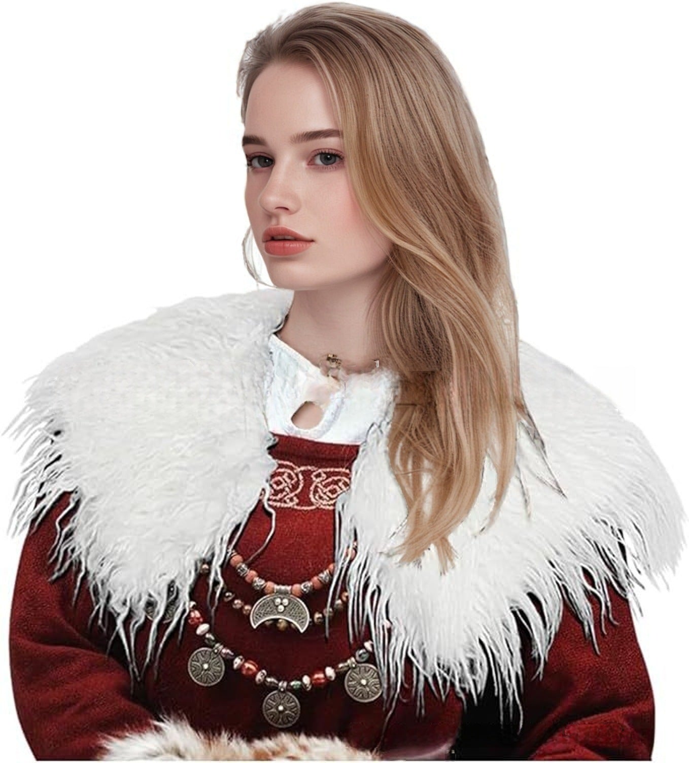 Damen Eleganter Kunstpelzkragen mit kunstvollen Verzierungen