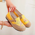 Damen klassische Espadrilles mit handgestickten Blumenmotiven