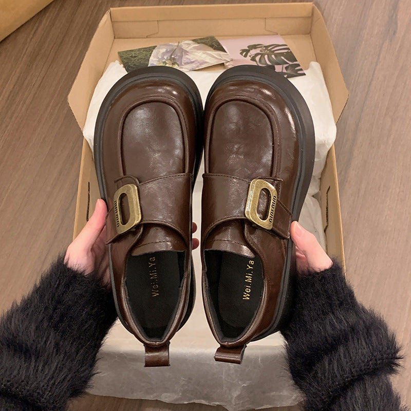 Damen Modische Slipper mit glänzenden Schnallen und bequemer Plateausohle R&B