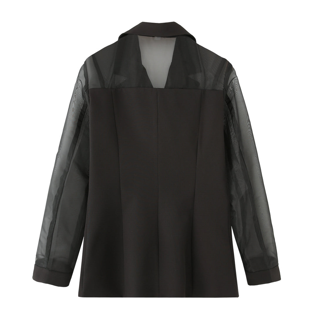 Damen elegante Blazerjacke mit transparenten Ärmeln R&B