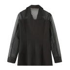 Damen elegante Blazerjacke mit transparenten Ärmeln R&B