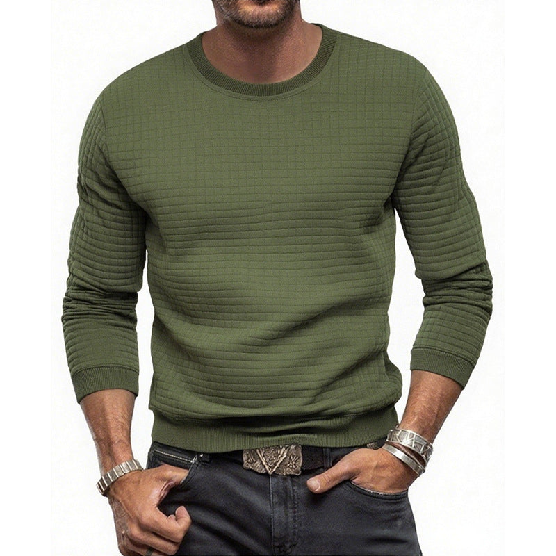 Herren nan strukturiertes Rundhals-Sweatshirt aus gesteppter Baumwollmischung R&B