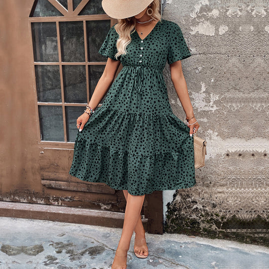 Damen Midikleid mit verspieltem Rüschendesign und taillierter Taille R&B