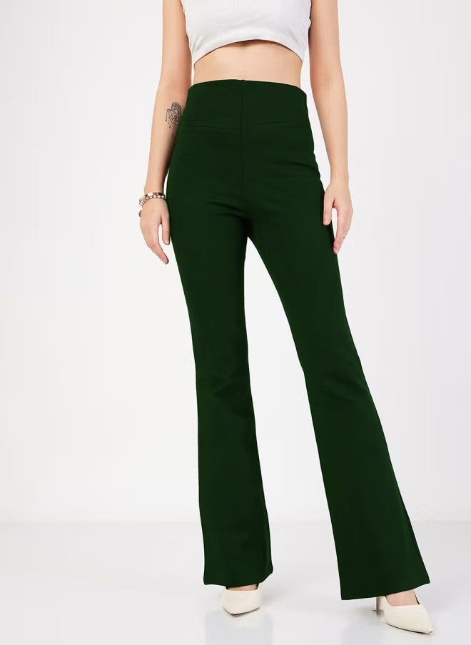 Damen Flared Pants mit hohem Bund und elastischem Material R&B