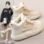 Damen warme High-Top Sneaker mit flauschigem Innenfutter und rutschfester Sohle R&B