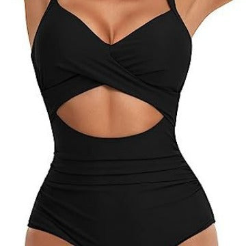 Damen Cut-Out Badeanzug mit Kreuzgurt R&B