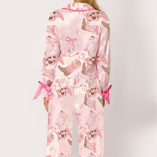 Damen Schlafanzug-Set mit niedlichen Schleifenmotiven R&B