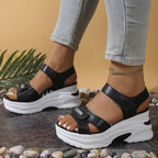 Damen modische Wedge-Sandalen mit elastischem Riemendesign und komfortabler Dämpfung R&B