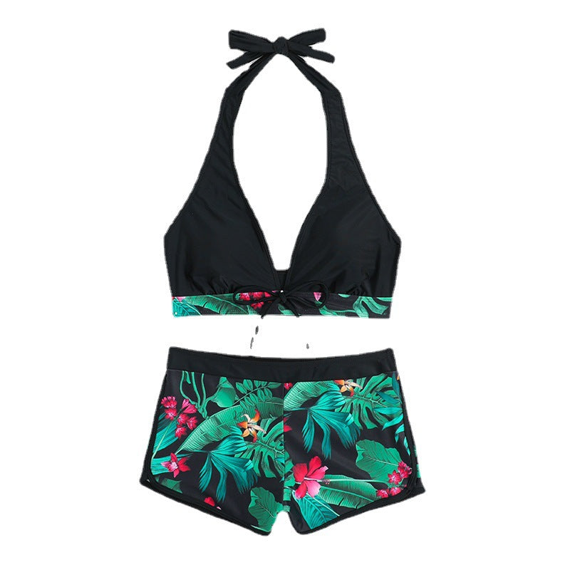 Damen Triangel-Bikini mit floralem Shorts-Design R&B
