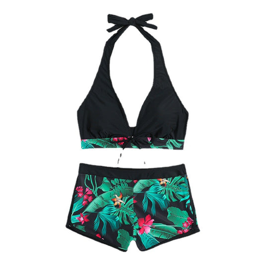 Damen Triangel-Bikini mit floralem Shorts-Design R&B