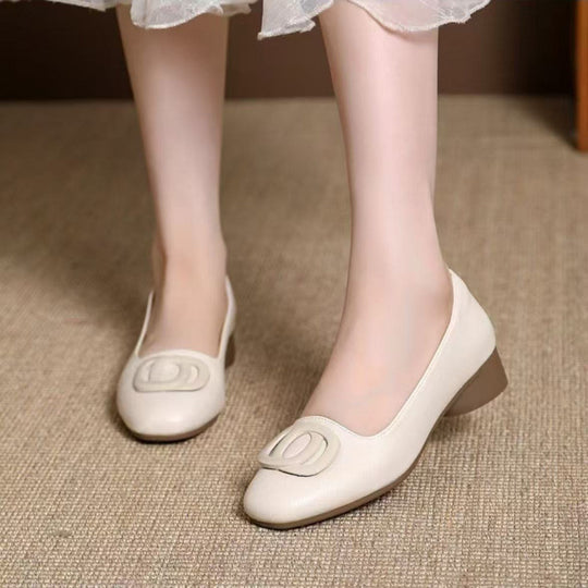 Damen Ballerinas mit eleganter Schmuckapplikation und bequemem Blockabsatz R&B