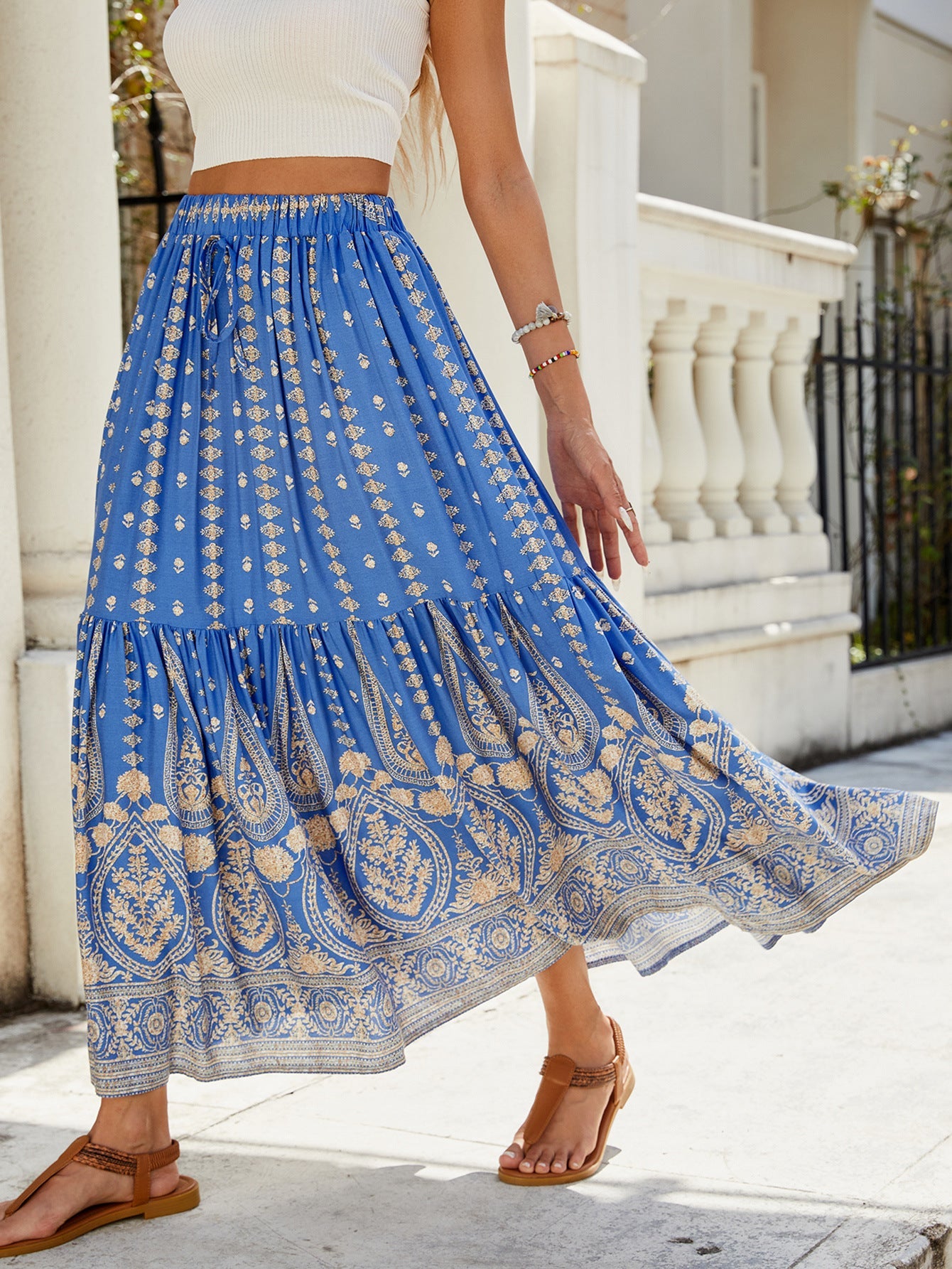 Damen Maxi-Rock mit zartem Paisley-Design und voluminösem Saum R&B