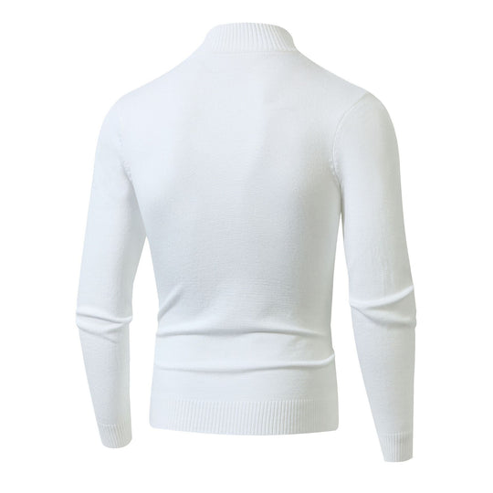 Herren Strickpullover mit modernem Zopfmuster und hohem Stehkragen R&B