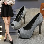 Damen Peep-Toe High Heels mit schickem Metallic-Akzent und bequemem Innenfutter R&B