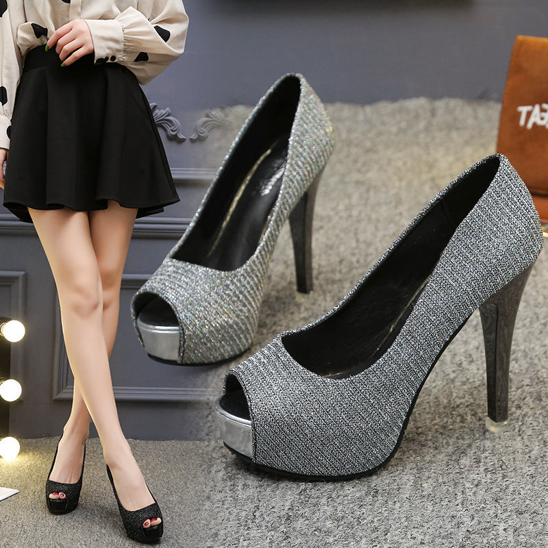 Damen Peep-Toe High Heels mit schickem Metallic-Akzent und bequemem Innenfutter R&B