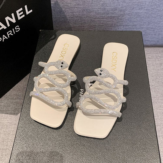 Damen Sandalen mit funkelndem Strass-Design und komfortabler Sohle R&B