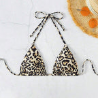 Damen Triangel-Bikini mit tierischem Muster und verstellbaren BindR&Bändern R&B
