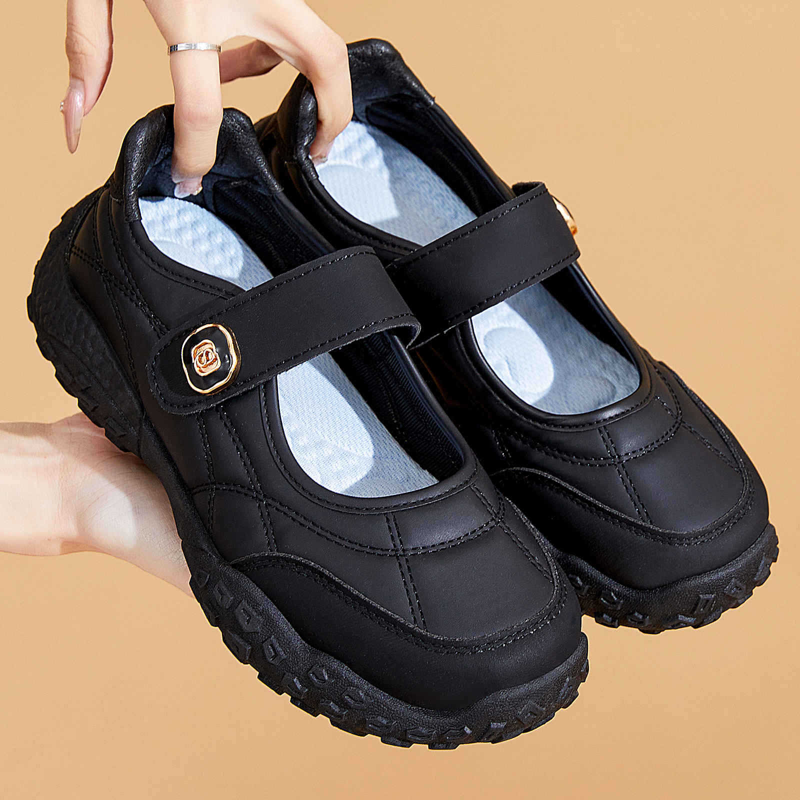 Damen bequeme Alltagsschuhe mit flexiblem Klettverschluss R&B