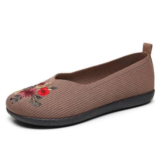 Damen Ballerinas mit floraler Stickerei und flexiblem Fußbett R&B