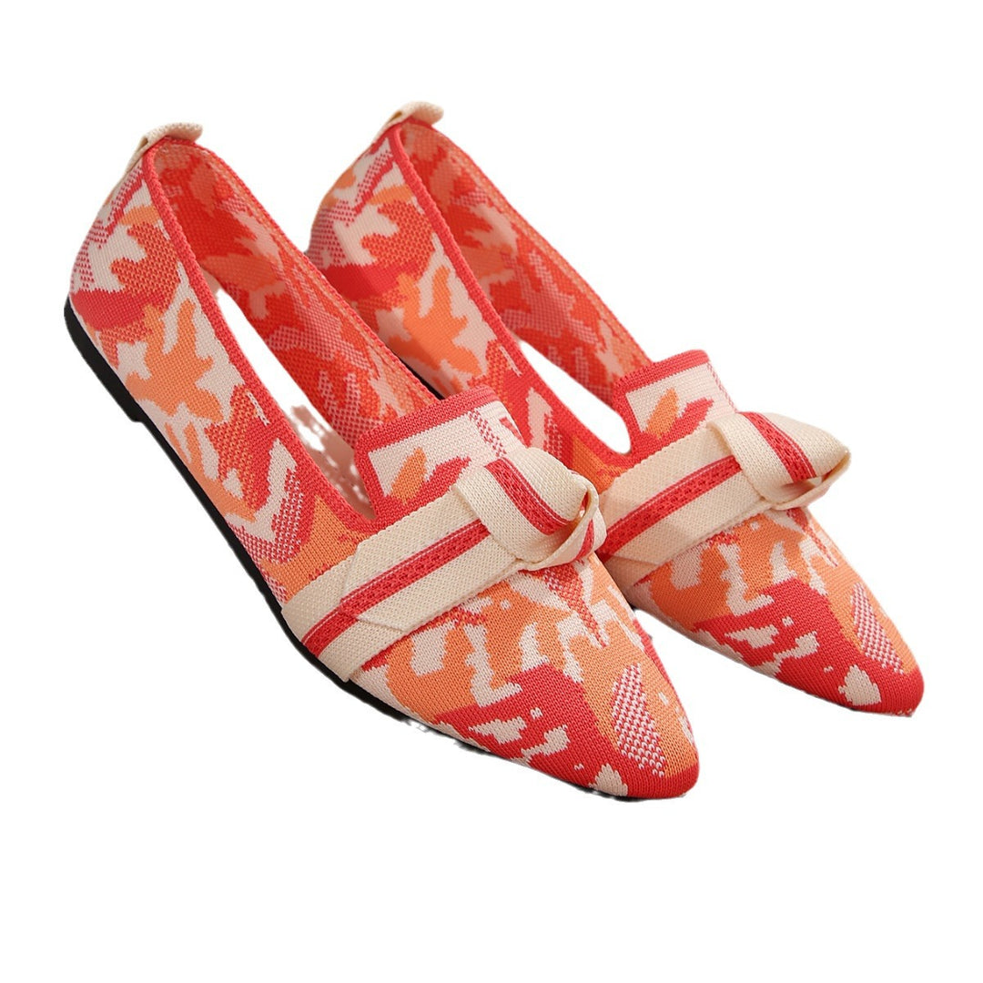 Damen Ballerinas mit elegantem, floralem Muster und modischer Knotenapplikation R&B