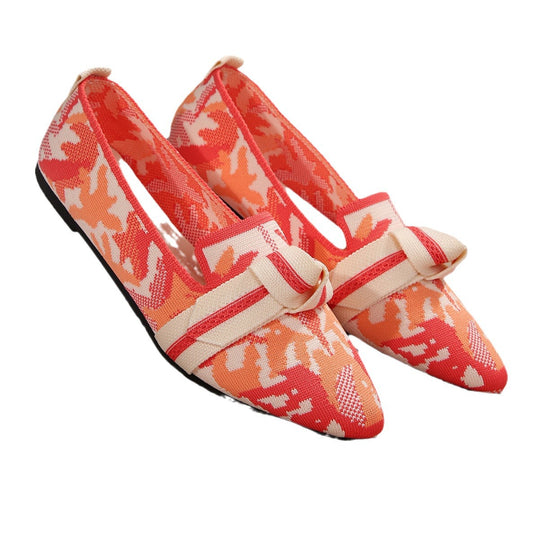 Damen Ballerinas mit elegantem, floralem Muster und modischer Knotenapplikation R&B