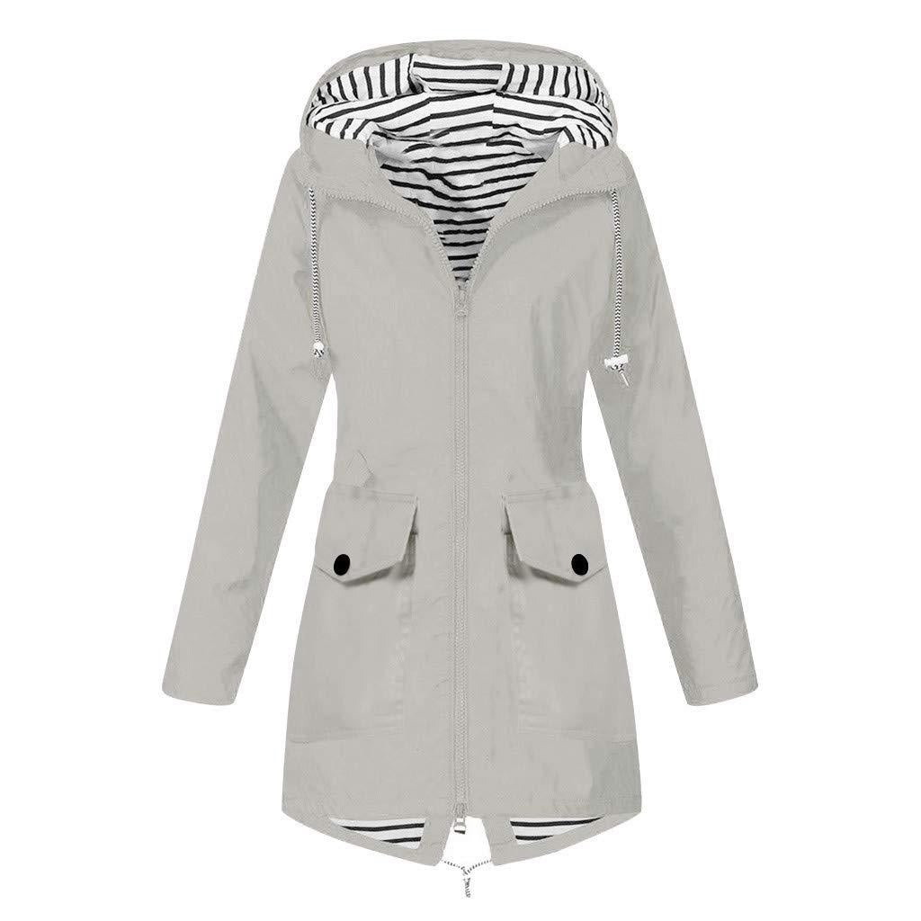 Damen Outdoor-Jacke mit verstellbarem Kapuzenkragen und dekorativen Taschen R&B