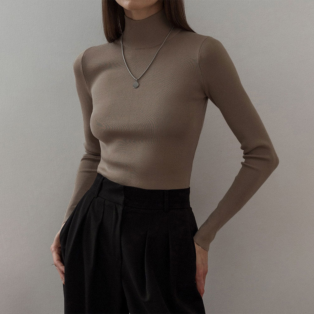 Damen Modischer Rollkragenpullover aus weicher Baumwolle R&B