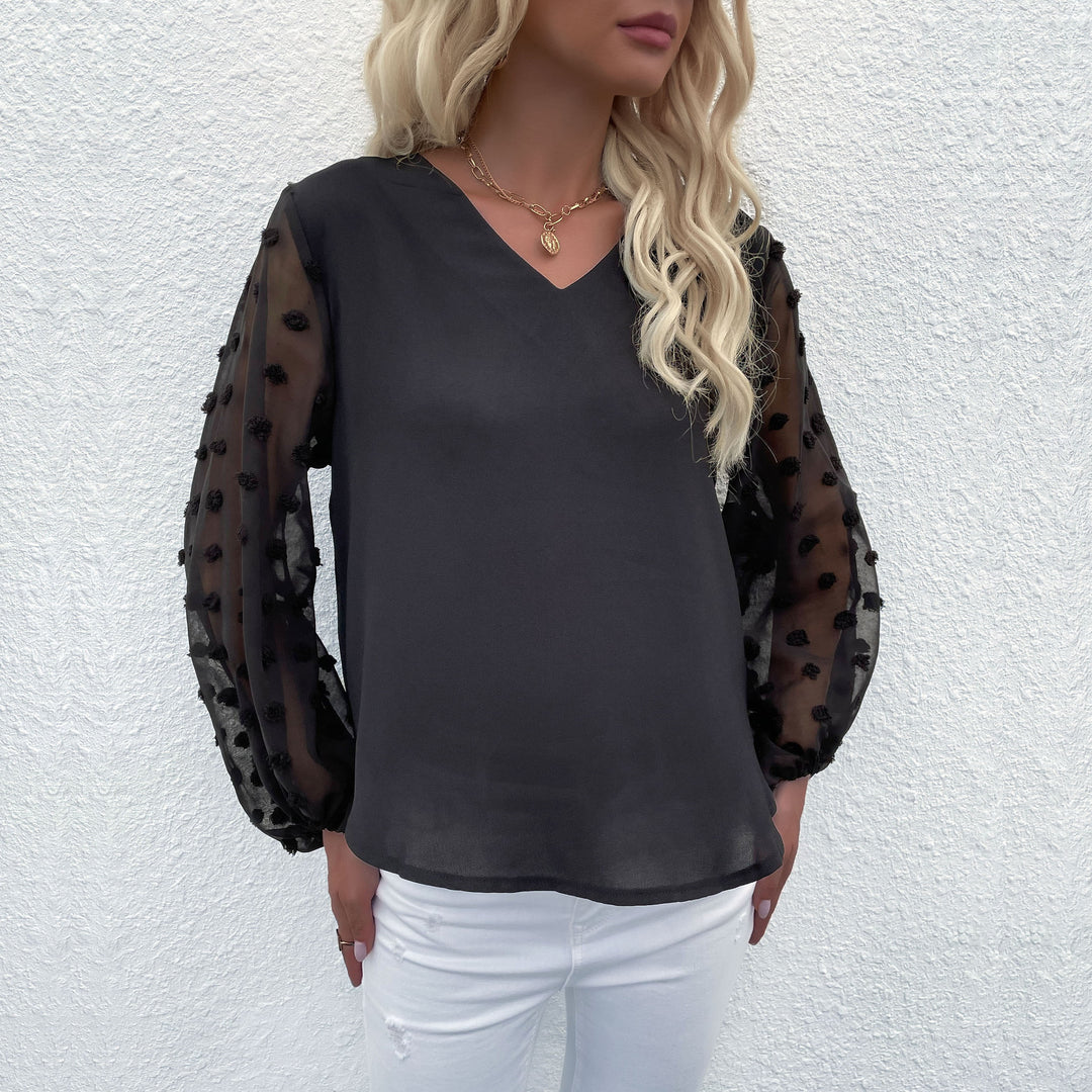 Damen Elegante Bluse mit dekorativen Puffärmeln und feinen Strukturen R&B