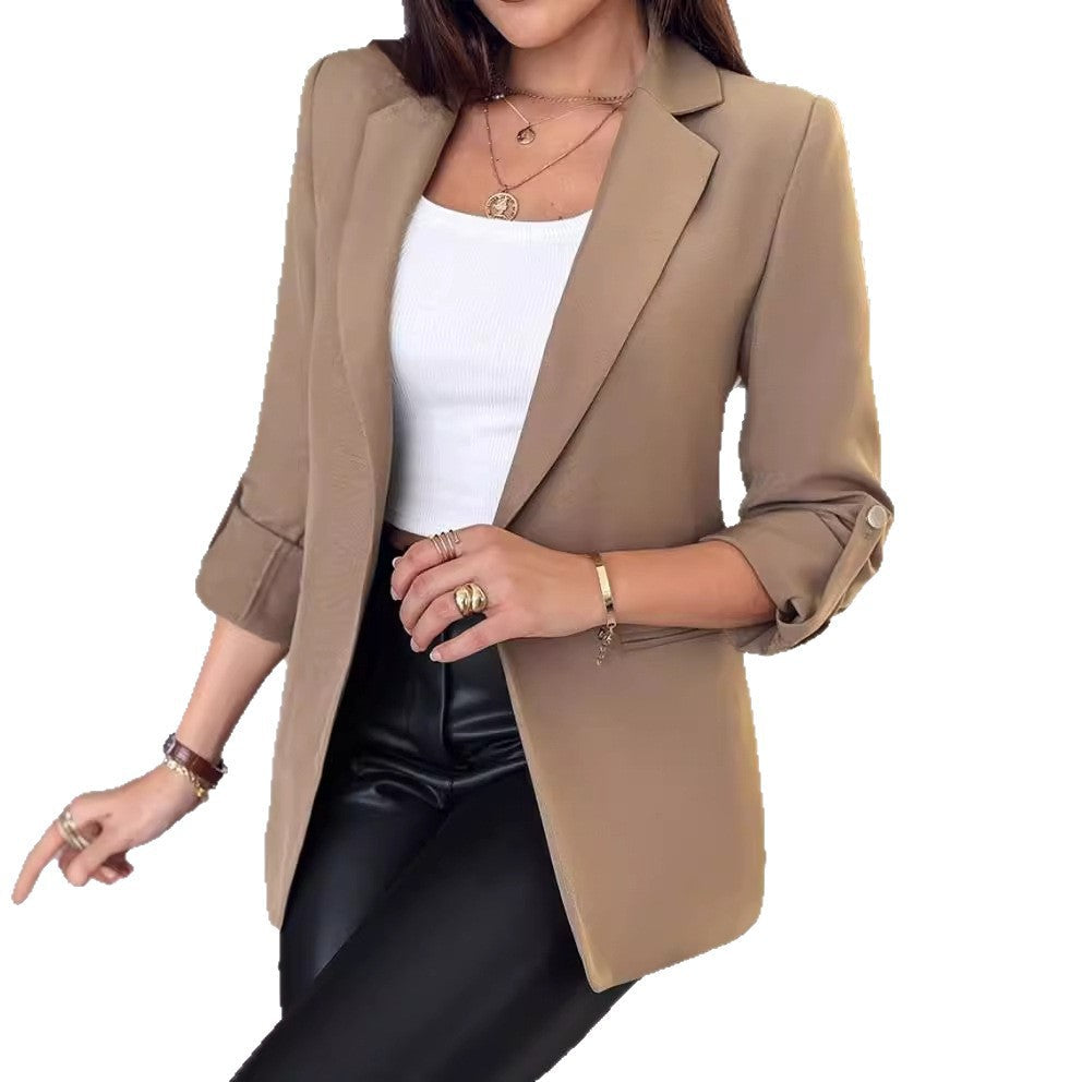 Damen Eleganter und moderner Blazer mit aufrollbaren Ärmeln