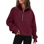 Damen Sportlicher Pullover mit hohem Kragen und Reißverschluss R&B