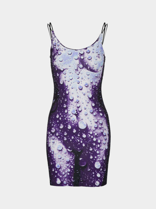 Damen Minikleid im modernen Wasserfall-Design mit verstellbaren Spagetti-Trägern R&B