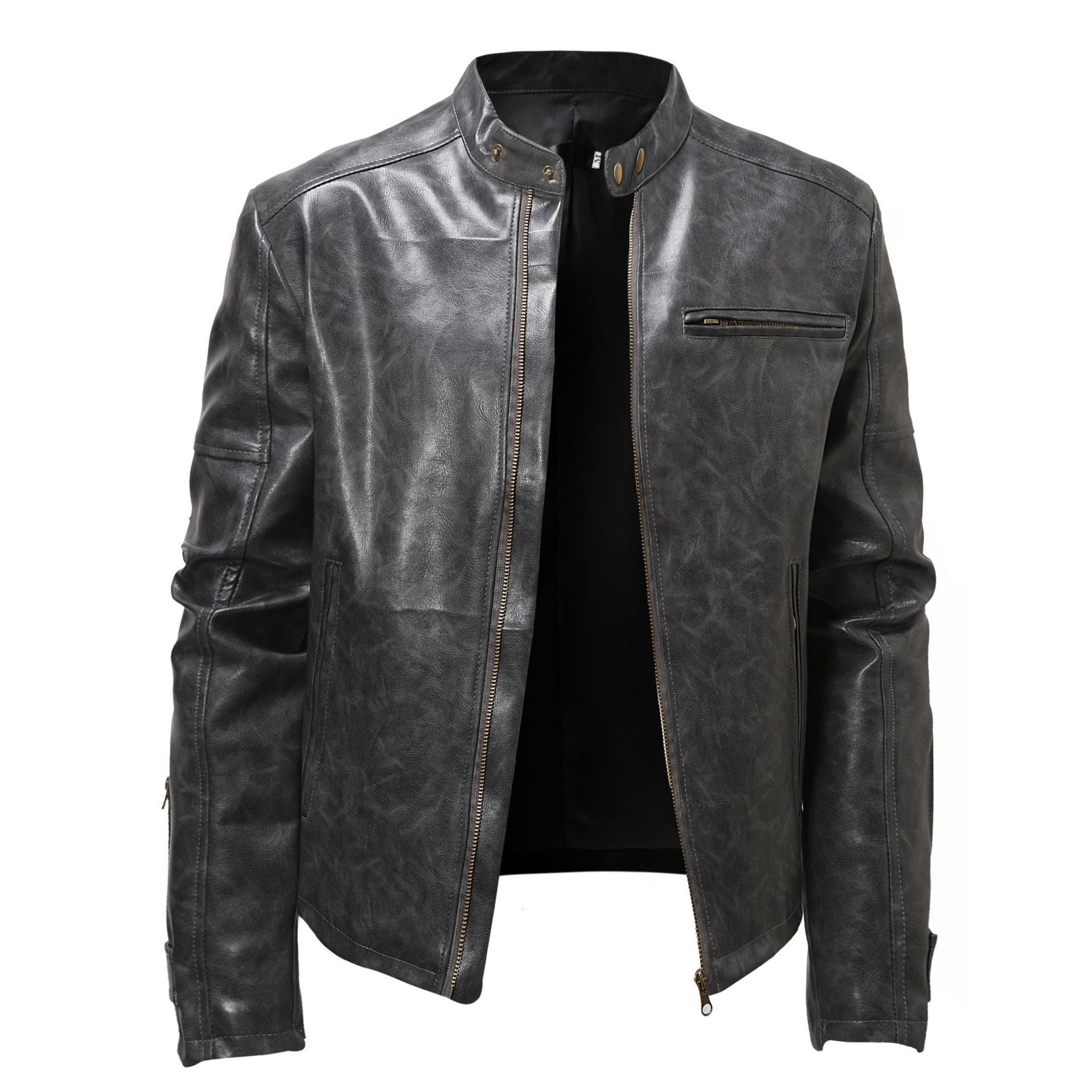 Herren Kunstleder Bikerjacke mit modernem Schnitt