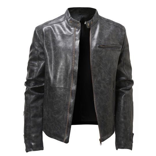Herren Kunstleder Bikerjacke mit modernem Schnitt