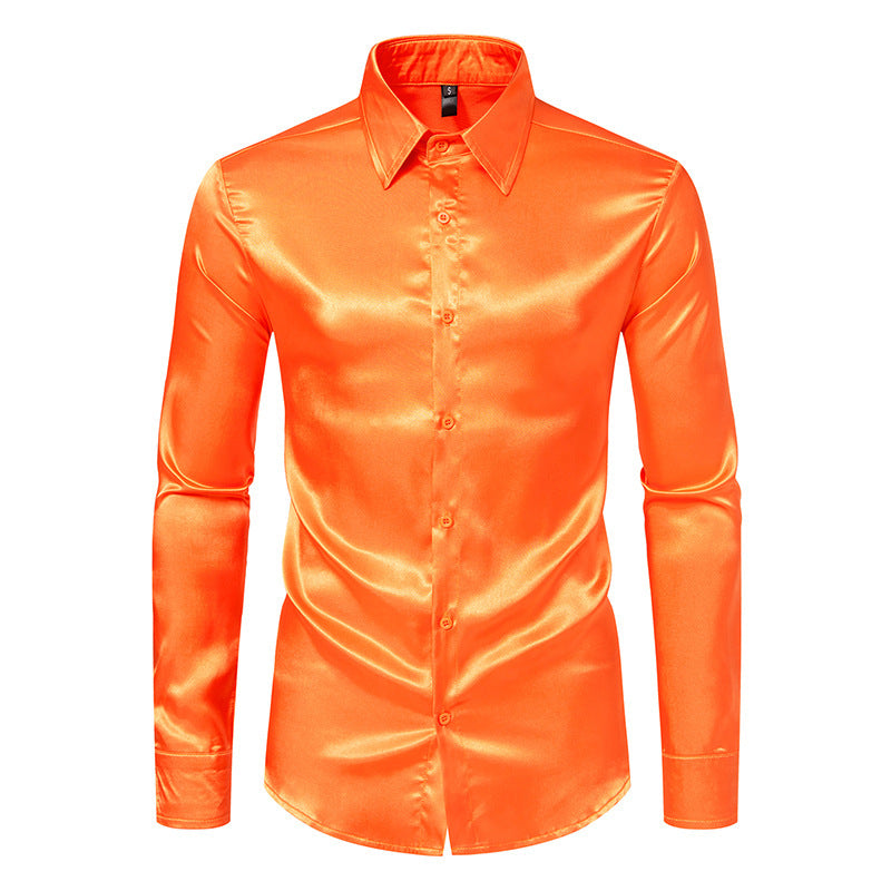 Herren Elegantes Satin-Hemd mit modernem Kragen und feiner Textur R&B