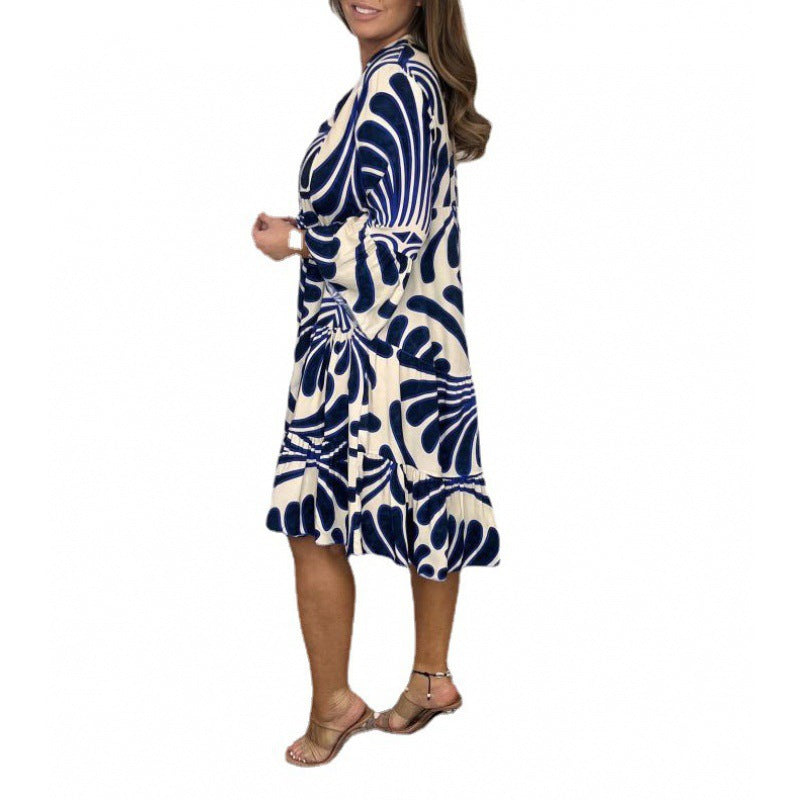 Damen Hemdblusenkleid mit floralem Design und Volant R&B