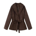 Damen elegante Übergangsjacke mit Bindegürtel und schmeichelndem Revers R&B