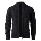 Herren elegante Strickjacke mit strukturiertem Design und hohem Stehkragen R&B