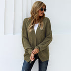 Damen Grobstrickcardigan mit kreativen Zopfmustern und lässigem Schnitt R&B