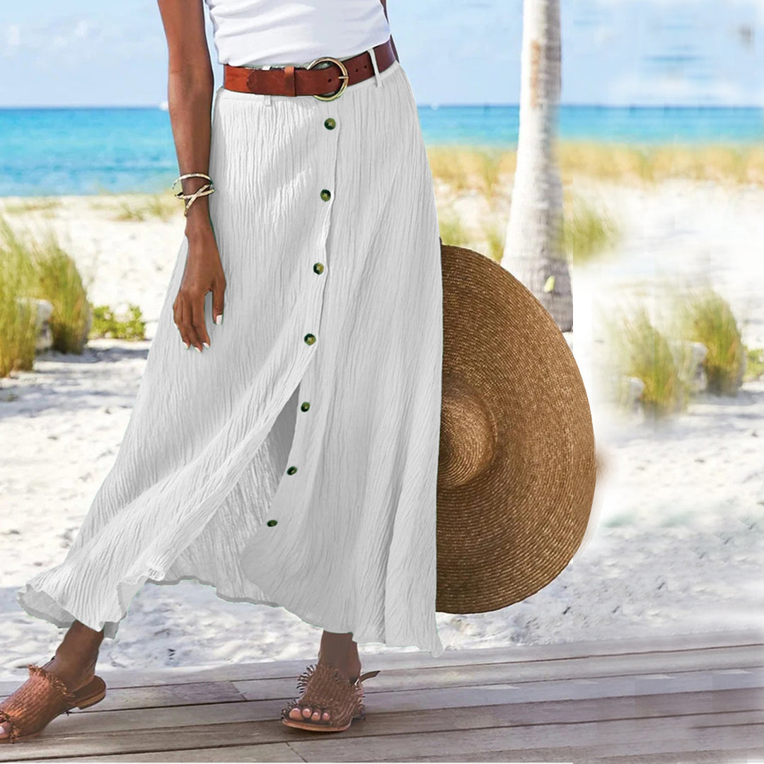 Damen Maxikleid mit Knopfleiste und fließendem Schnitt R&B