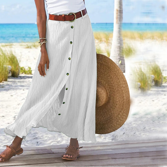 Damen Maxikleid mit Knopfleiste und fließendem Schnitt R&B