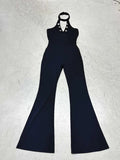 Damen Fließender Jumpsuit mit hochgeschlossenem Ausschnitt und dekorativen Knöpfen R&B