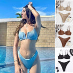 Damen Push-Up Bikini mit rippierter Textur und verstellbaren Trägern R&B
